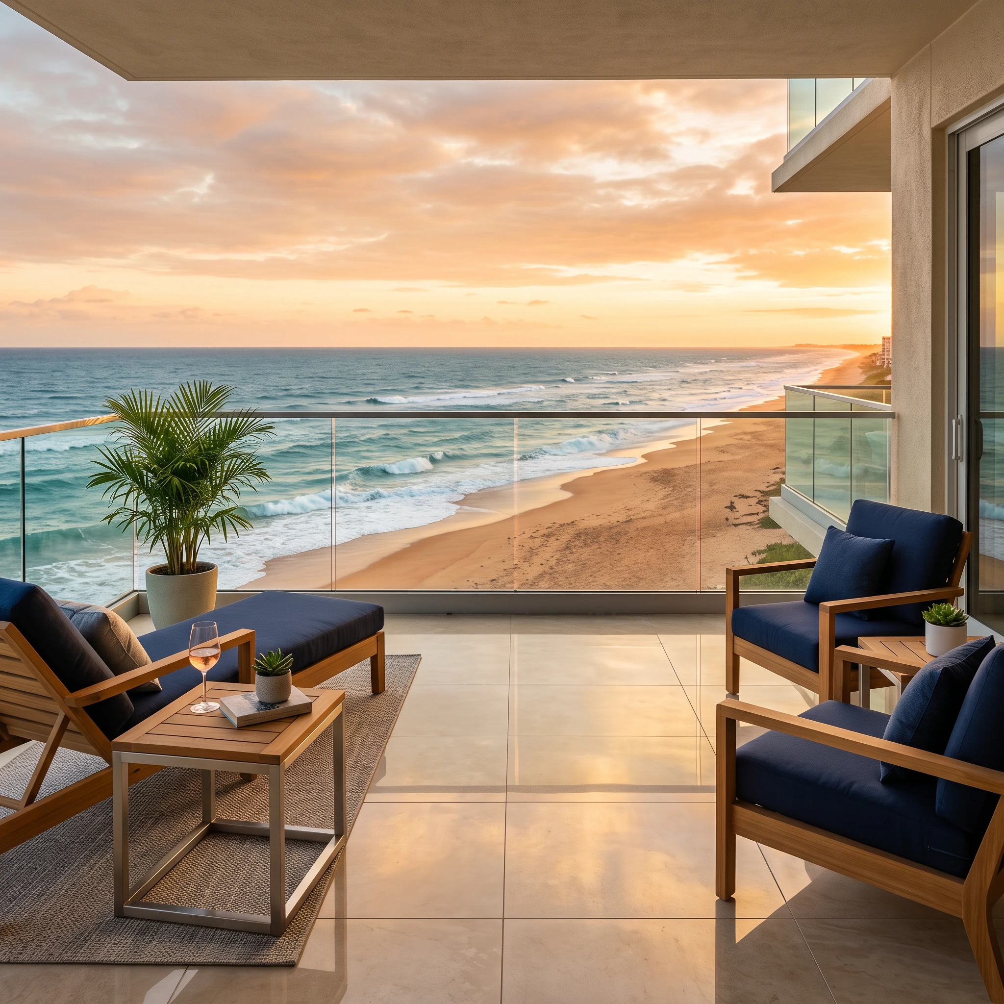 Flagler Beach luxury oceanfront condo balcony overlooking the Atlantic