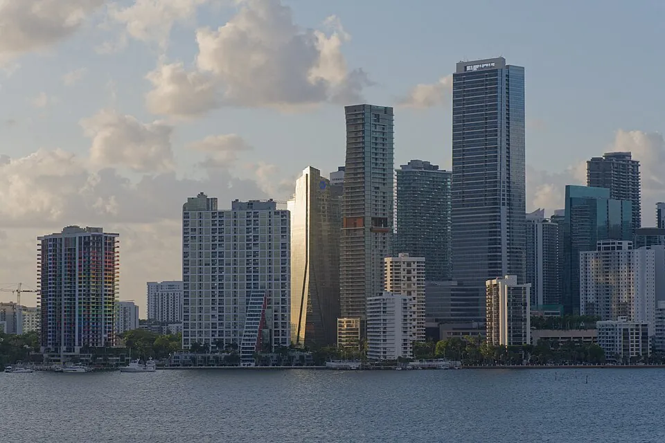 Miami skyline viewed across the water